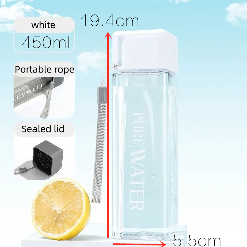 450ml,1 Pcs Clear Square Drink - đánh giá và giá Outdoor Sport Glass Water Bottle